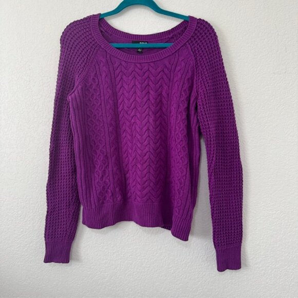 a.n.a Womens Purple Cable Knit Long Sleeve Sweater Womens size Large - Picture 2 of 7